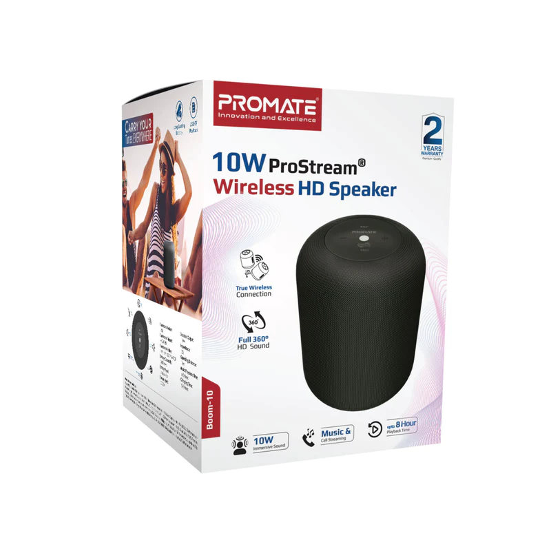 PROMATE Boom-10 BLACK 10W ProStream® Wireless HD Speaker PROMATE Boom-10 BLACK 10W ProStream® Wireless HD Speaker